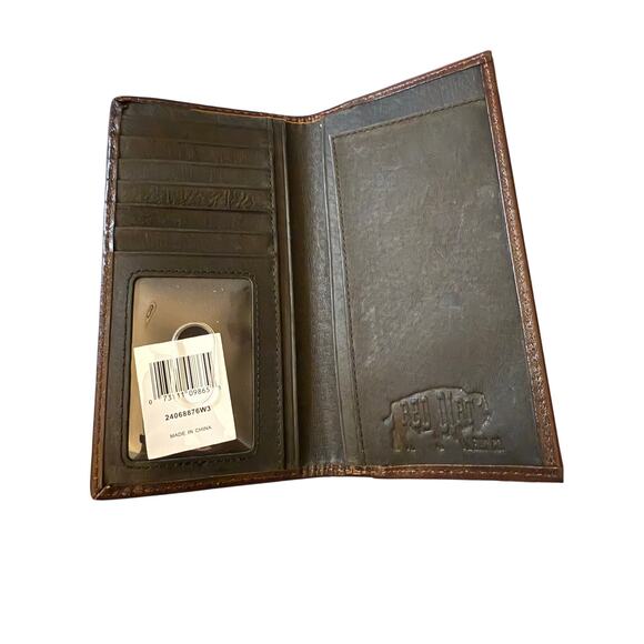 Red Dirt Hat Company Taupe Roughout With Herringbone Rawhid Rodeo Wallet, NWT - Picture 5 of 7